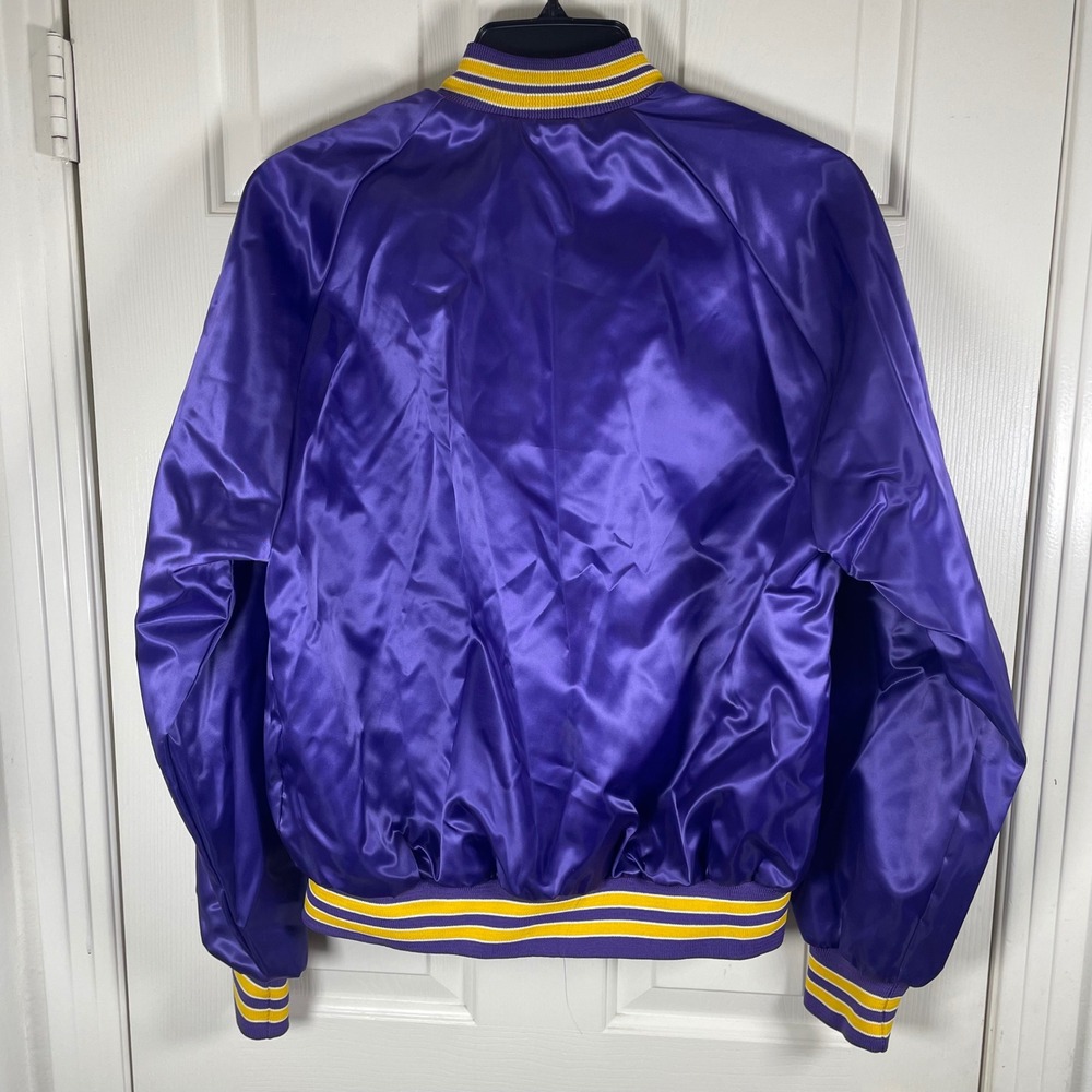 Vintage Chalk Line Minnesota Vikings NFL Satin Bomber Jacket Mens‎ Large Purple - Picture 4 of 7